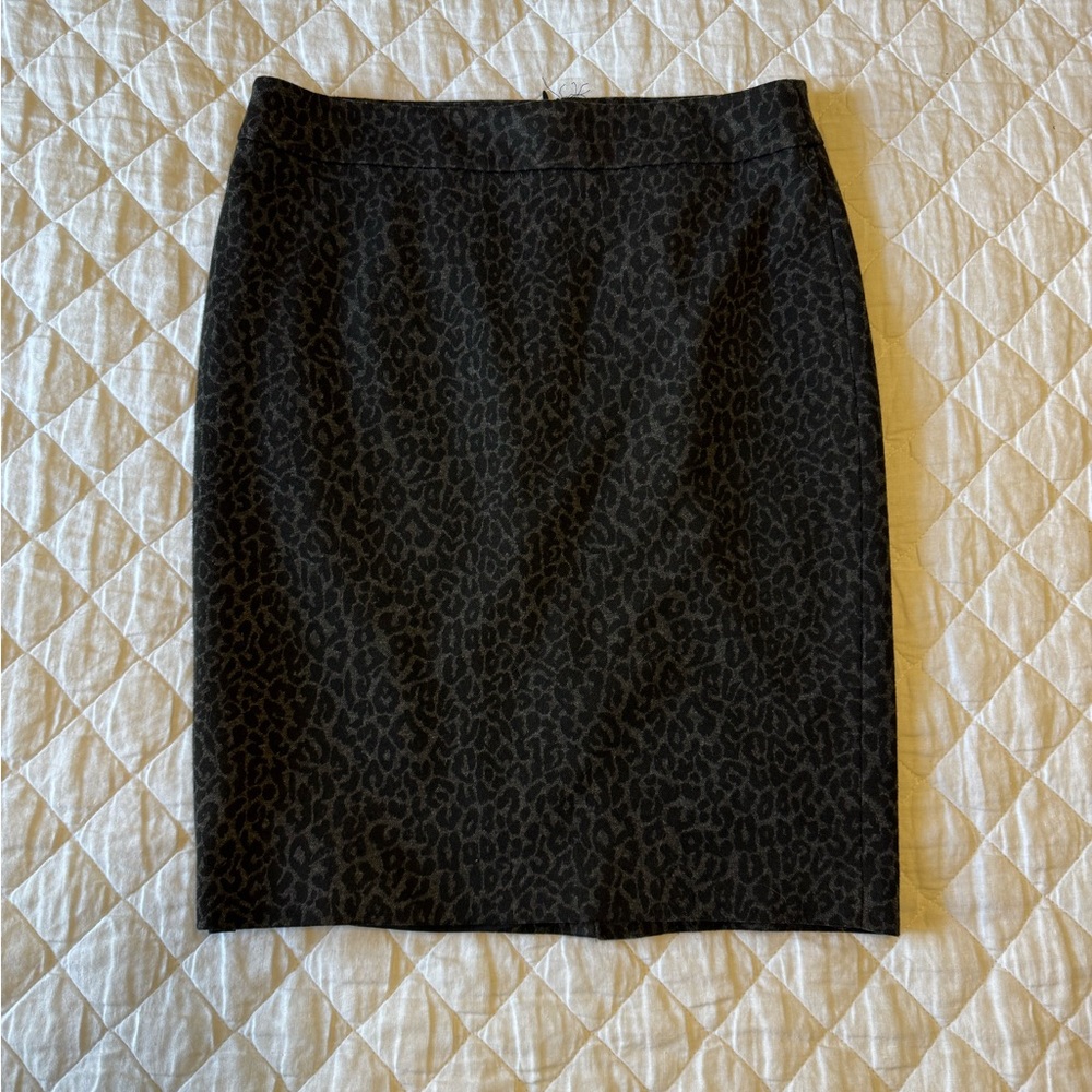 Loft Black Leopard Print Skirt